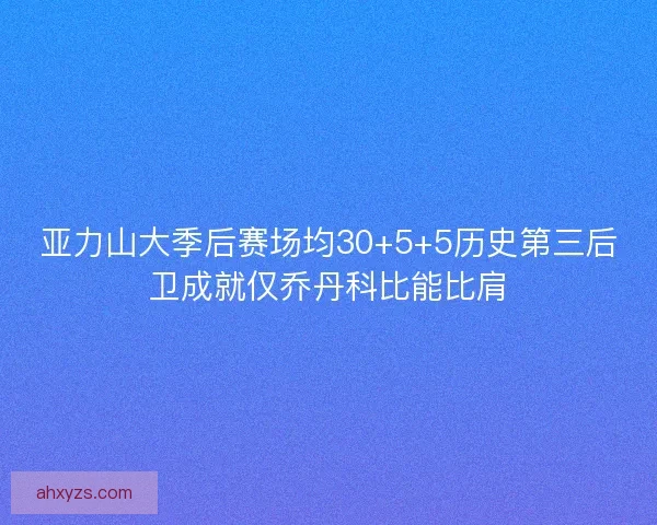 亚力山大季后赛场均30+5+5历史第三后卫成就仅乔丹科比能比肩